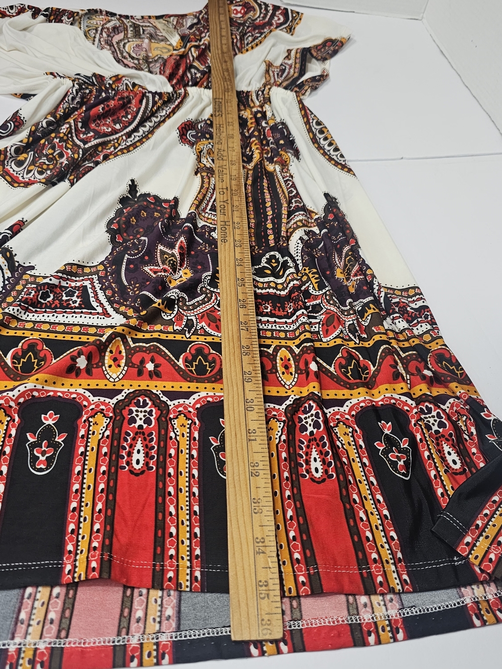 Cristinalove Women's Paisley Kimono Dress Size L Boho Chic V-Neck Elastic Waist - Picture 6 of 12